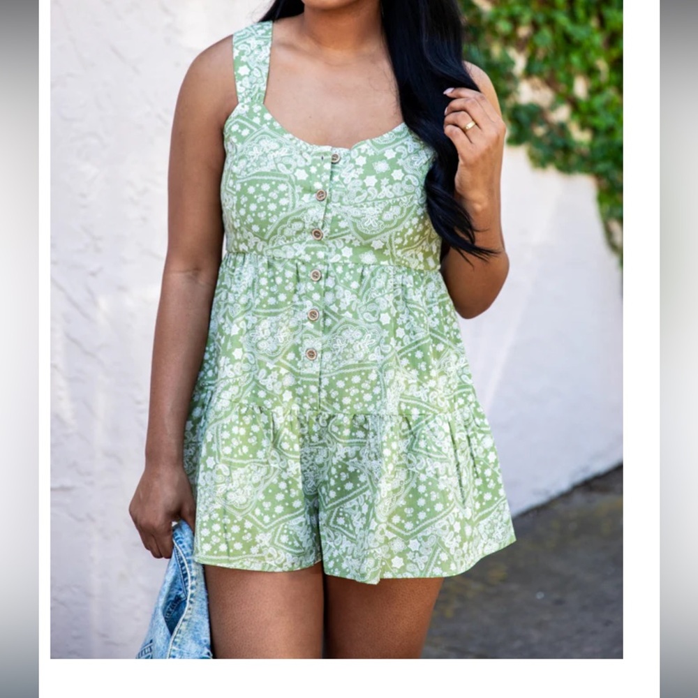 Green Paisley Button-Down Dress